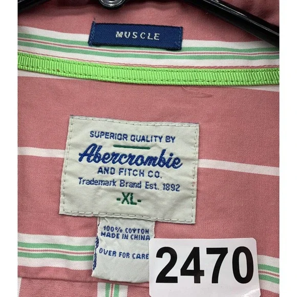 American Eagle Button Up Shirt Mens XL X-Large‎ Muscle Fit Preppy Striped Retro - Picture 13 of 13